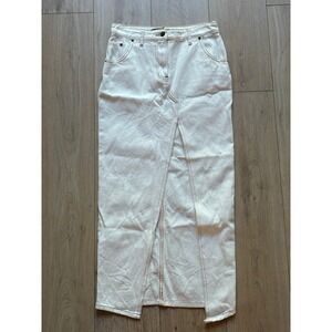 Lioness Cream Off-White Denim Jeans Stitch Zip Fly YKK 5-Pocket Straight Sz XS